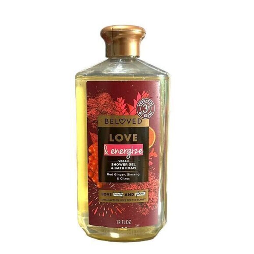 Beloved Love & Energize Vegan Shower Gel & Bath Foam‎ Red Ginger Ginseng Citrus